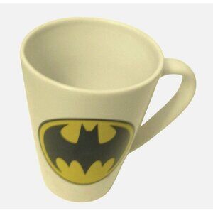 Batman Ceramic Coffee Tea Mug Cup 12 Oz DC Comics WB Retro Logo White Yellow Blk